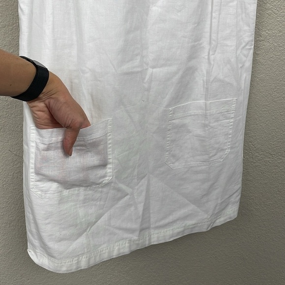 New Nobodys Child Piper Linen Blend V Neck Shift Dress Beachy White Sz 2 - Picture 5 of 11